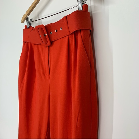 New York & Company Deep Orange Belted Pants Jogger Taper Elastic Slim Ankle - Picture 4 of 16